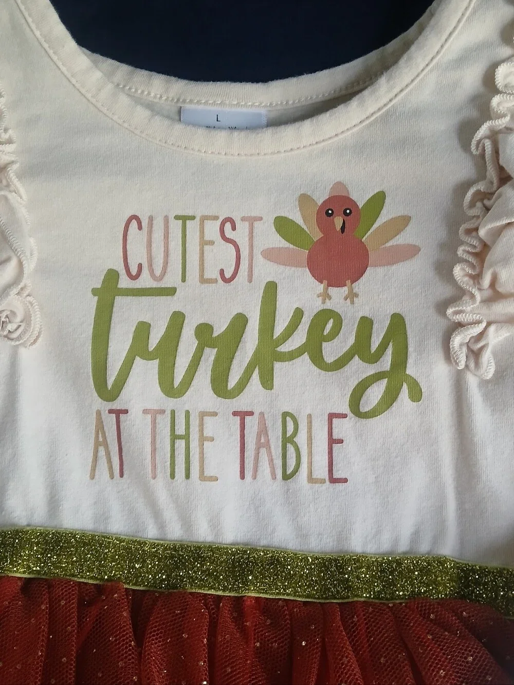 Girls Cream and Red 'Cutest Turkey at the Table' Tutu Dress 5T